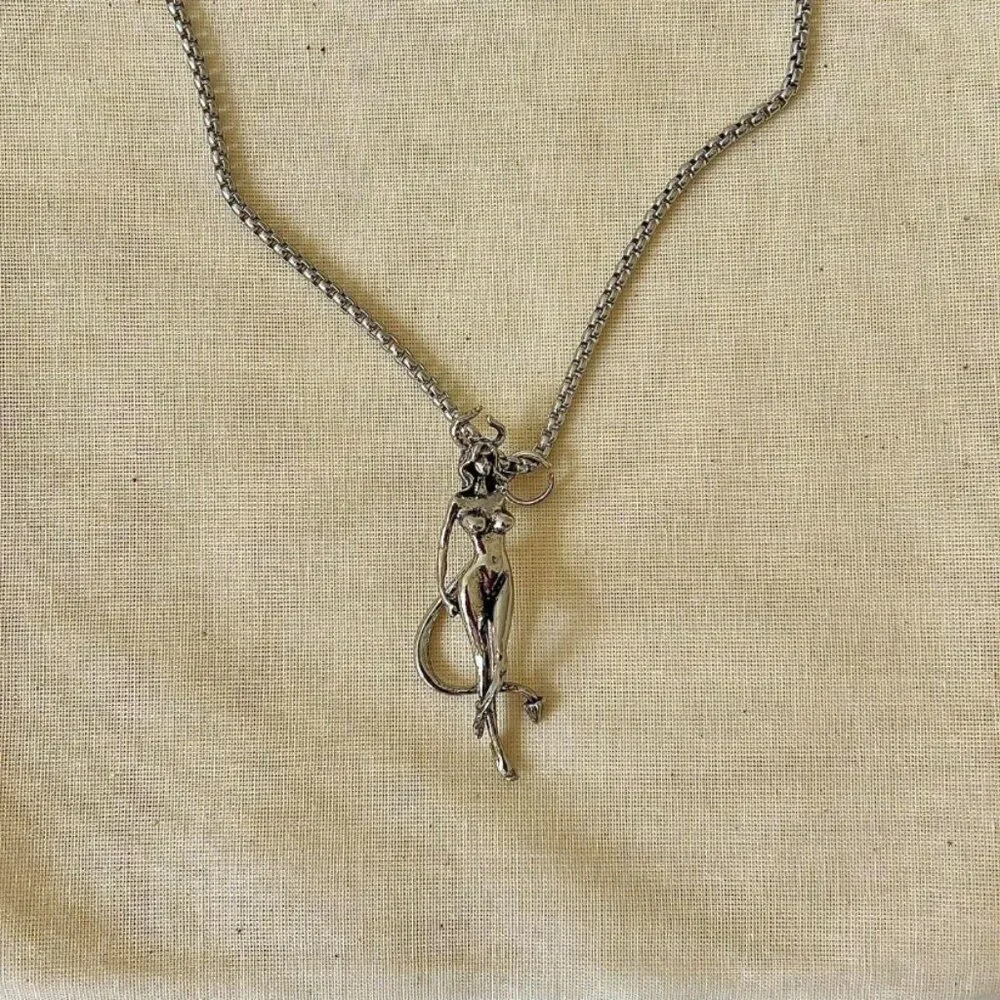 y2k 2000s style heavy metal punk grunge emo sexy devil girl pendant neck…